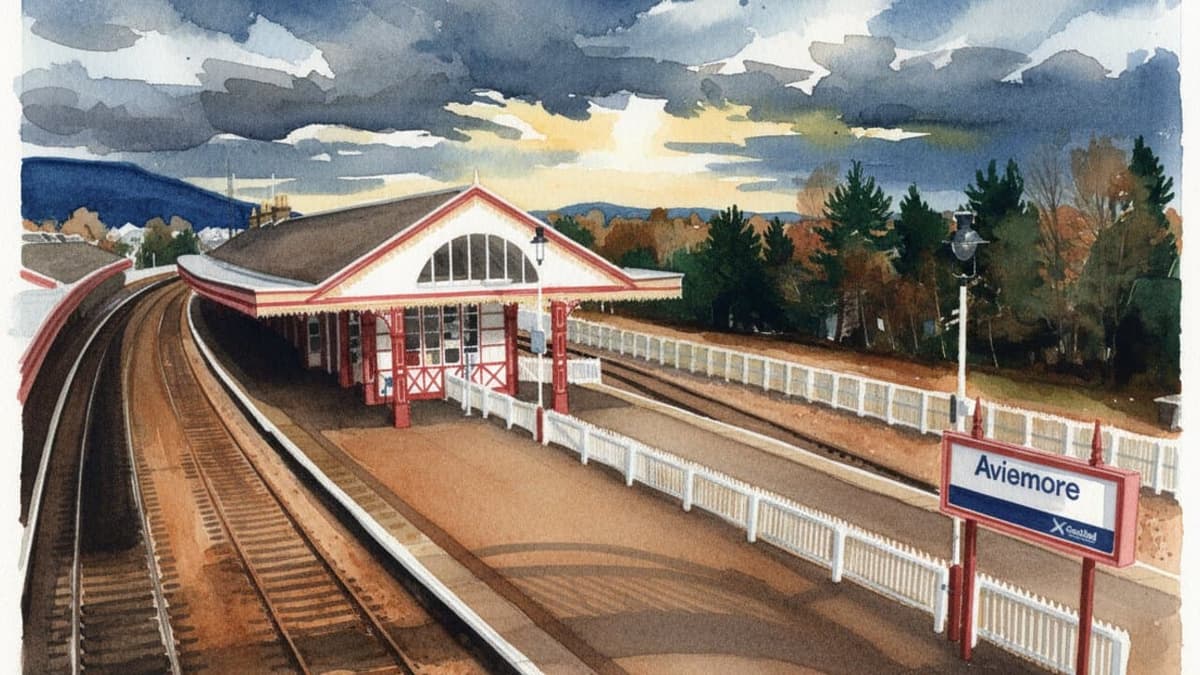 Aviemore railway station in Scotland
