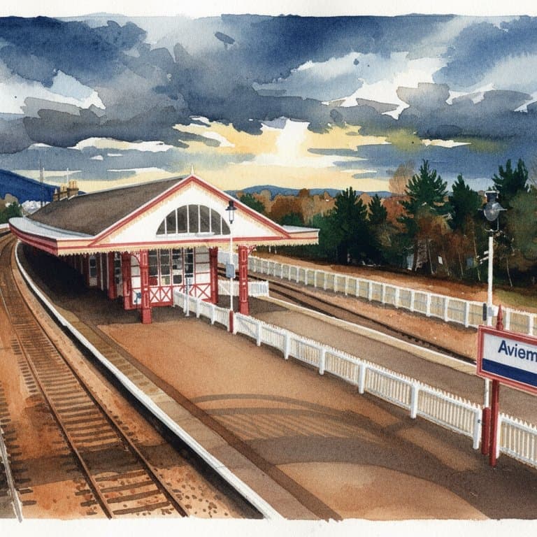 Aviemore railway station in Scotland