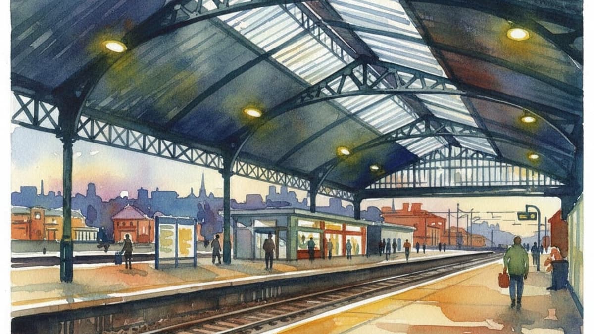 Leeds railway station in North England