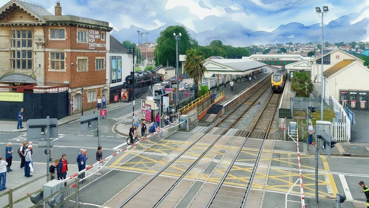 Paignton railway station in South England