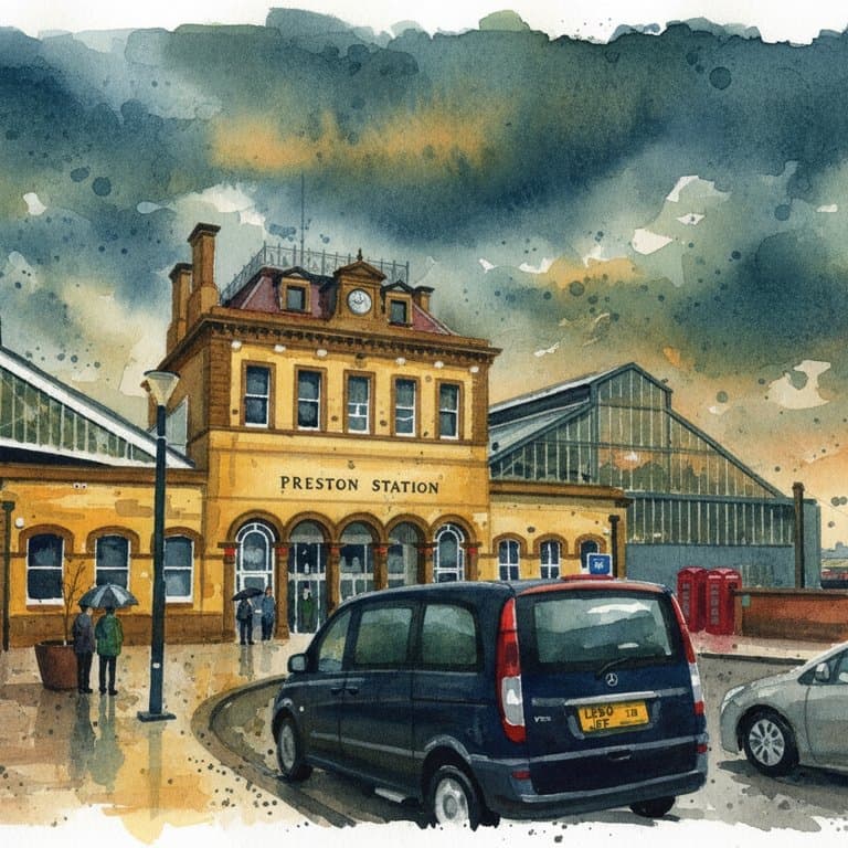 Preston railway station in North England