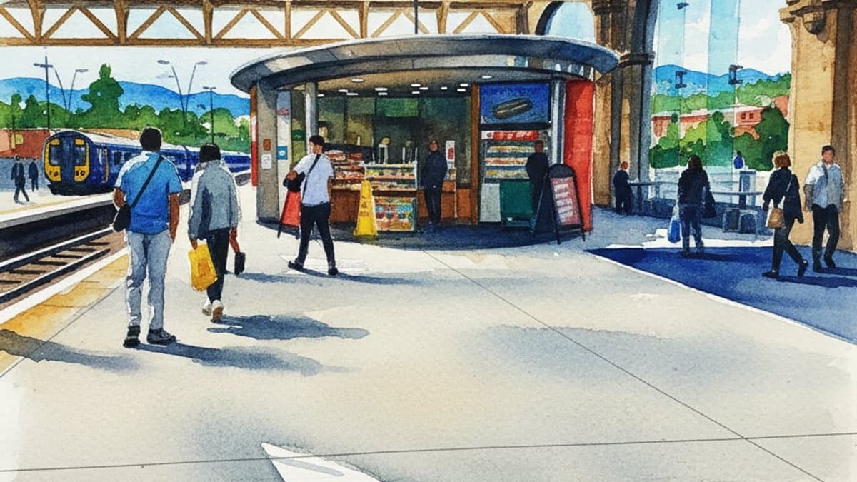 Sheffield railway station in North England