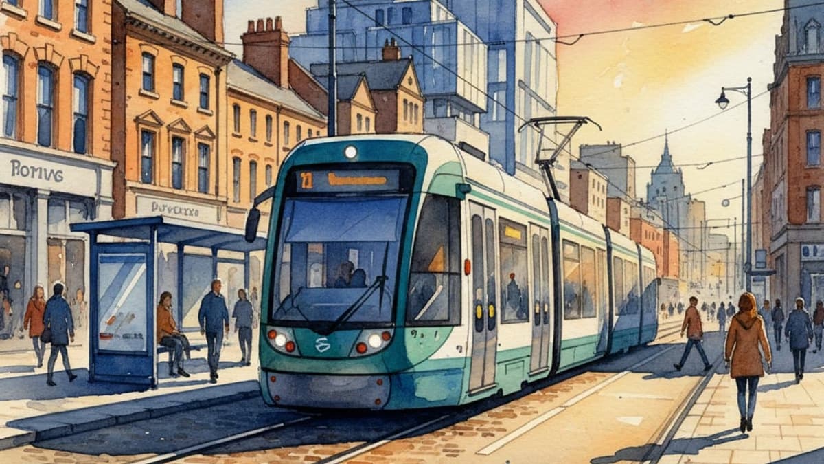 West Midlands Metro CAF Urbos 3 — Tram train operated by West Midlands Metro