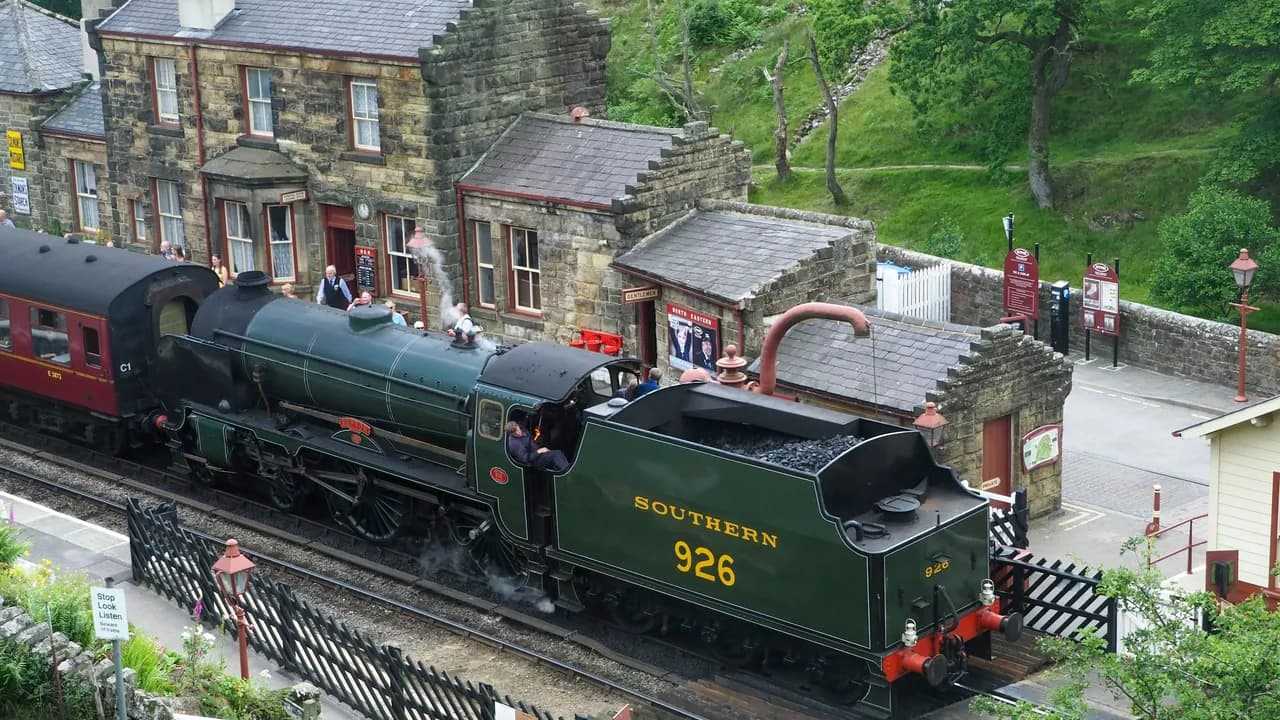 Schools class engine no. 926 Repton waiting at Goathland station on the North Yorkshire Moors Railway