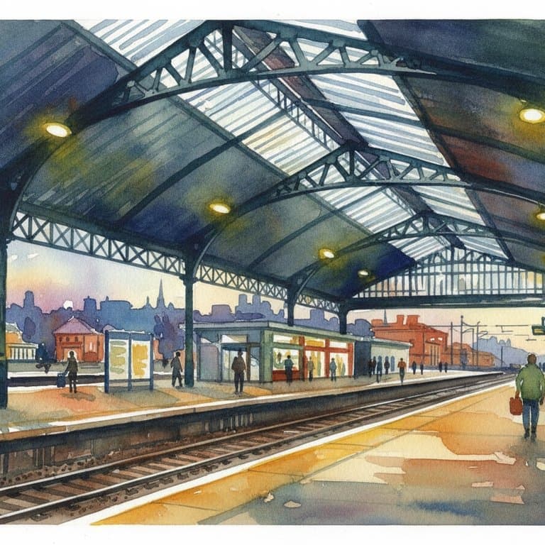 Leeds railway station in North England